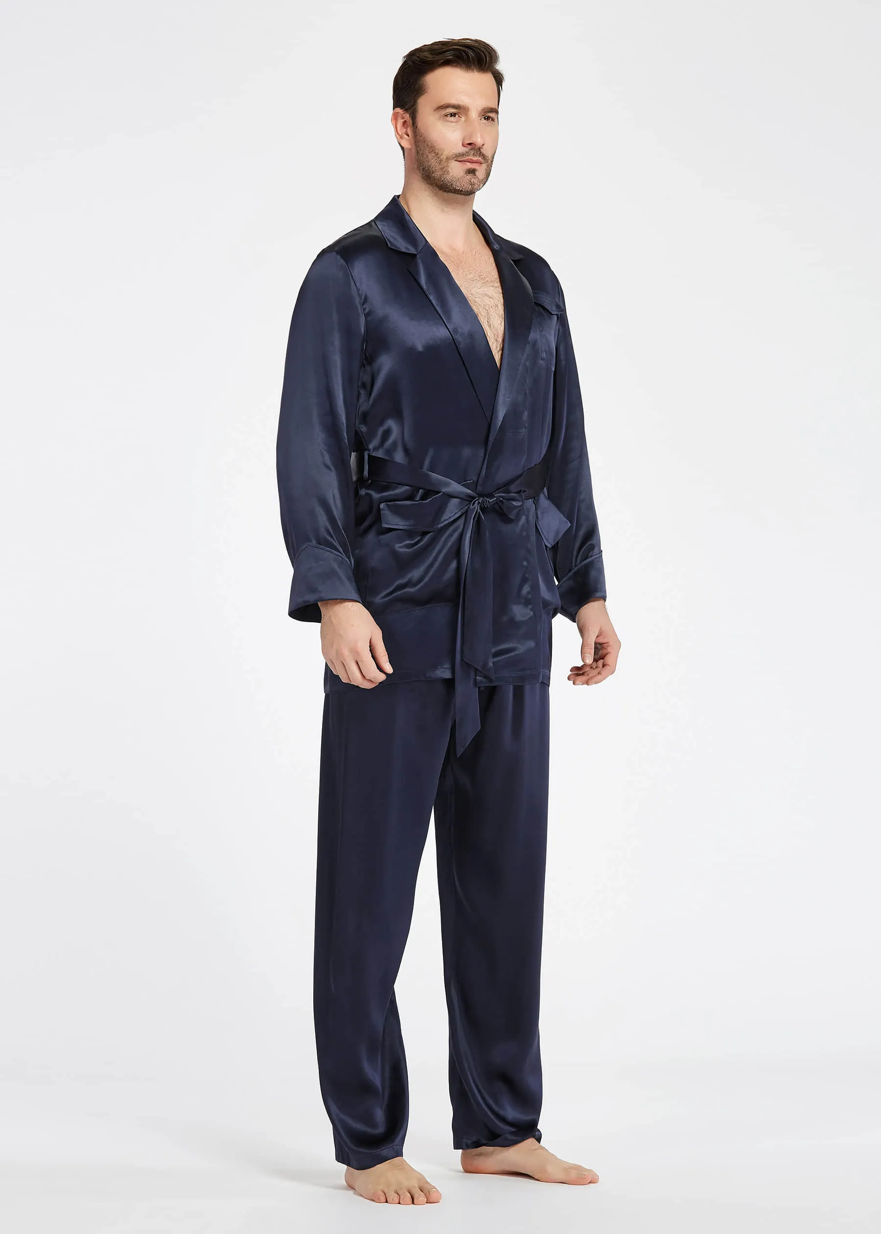 22 Momme Lapel Collar Silk Pajamas Set For Men