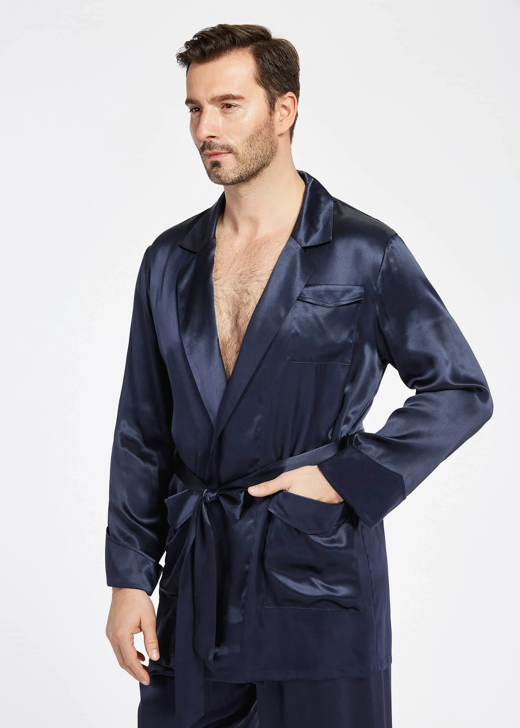 22 Momme Lapel Collar Silk Pajamas Set For Men