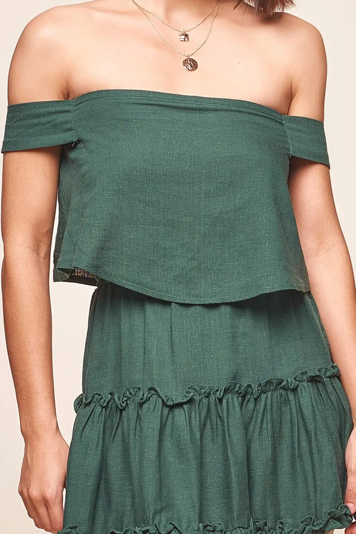 Alexi Off The Shoulder Top Forest Green