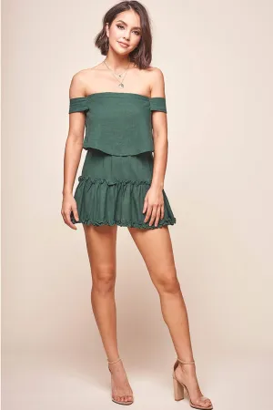 Alexi Off The Shoulder Top Forest Green