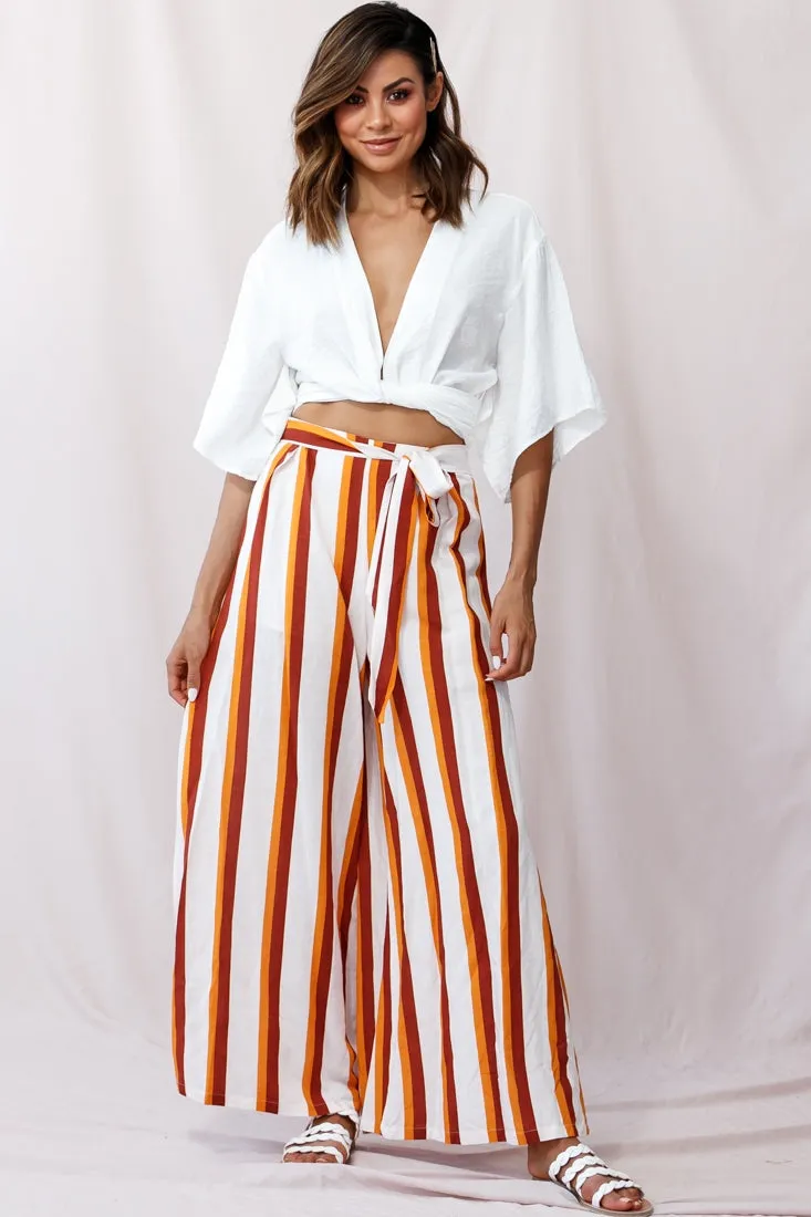 Aruba Wide Leg Side Split Pants Mustard/Brick