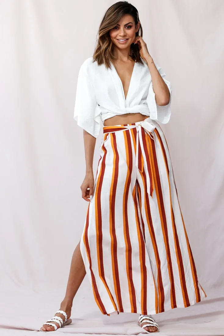 Aruba Wide Leg Side Split Pants Mustard/Brick