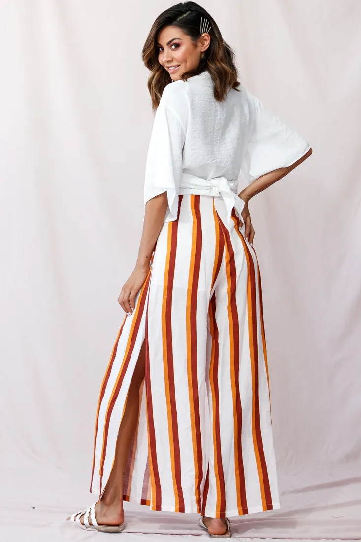 Aruba Wide Leg Side Split Pants Mustard/Brick