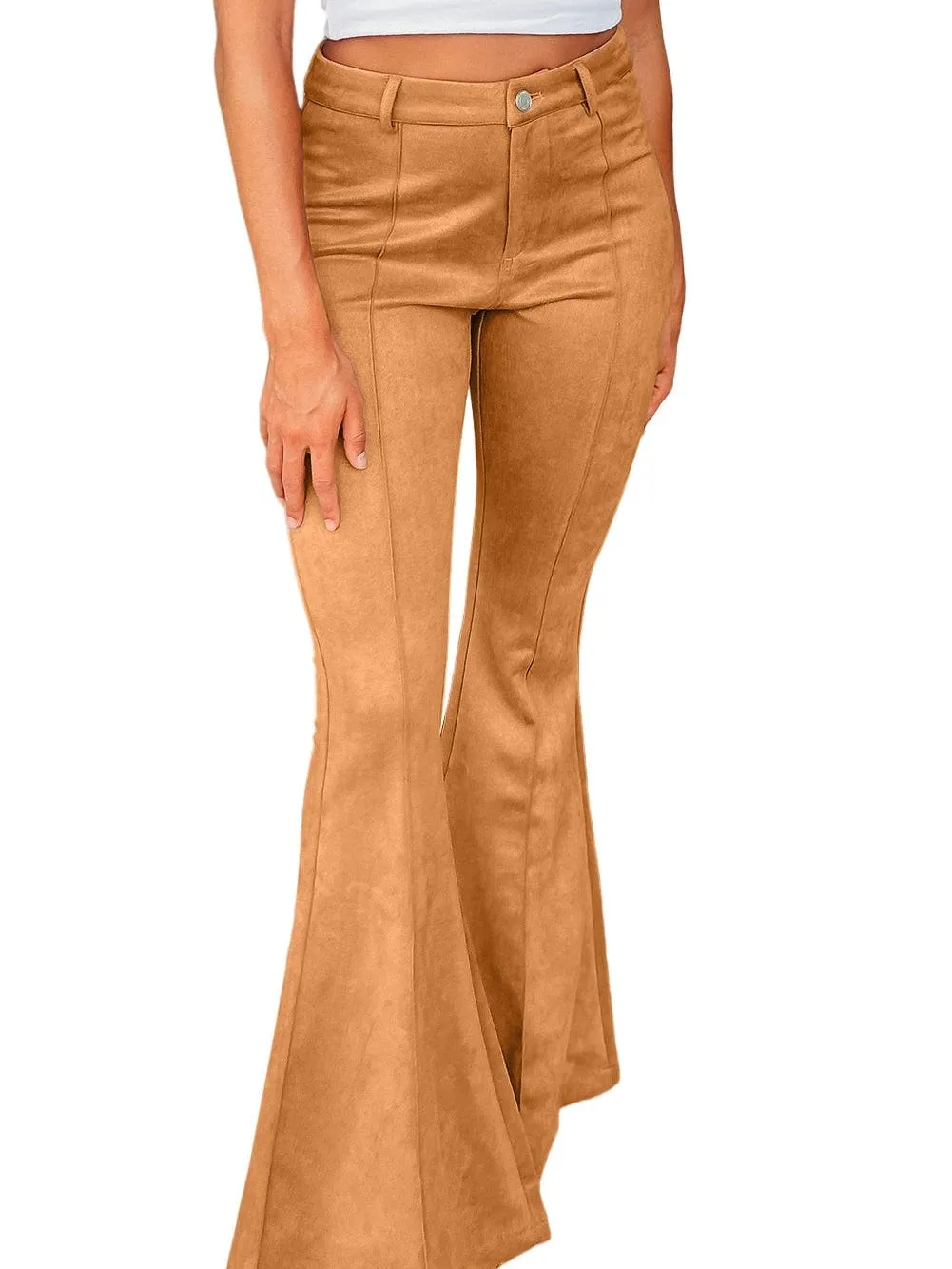 Autumnal Suede Flare Pants