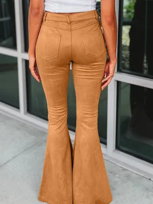 Autumnal Suede Flare Pants