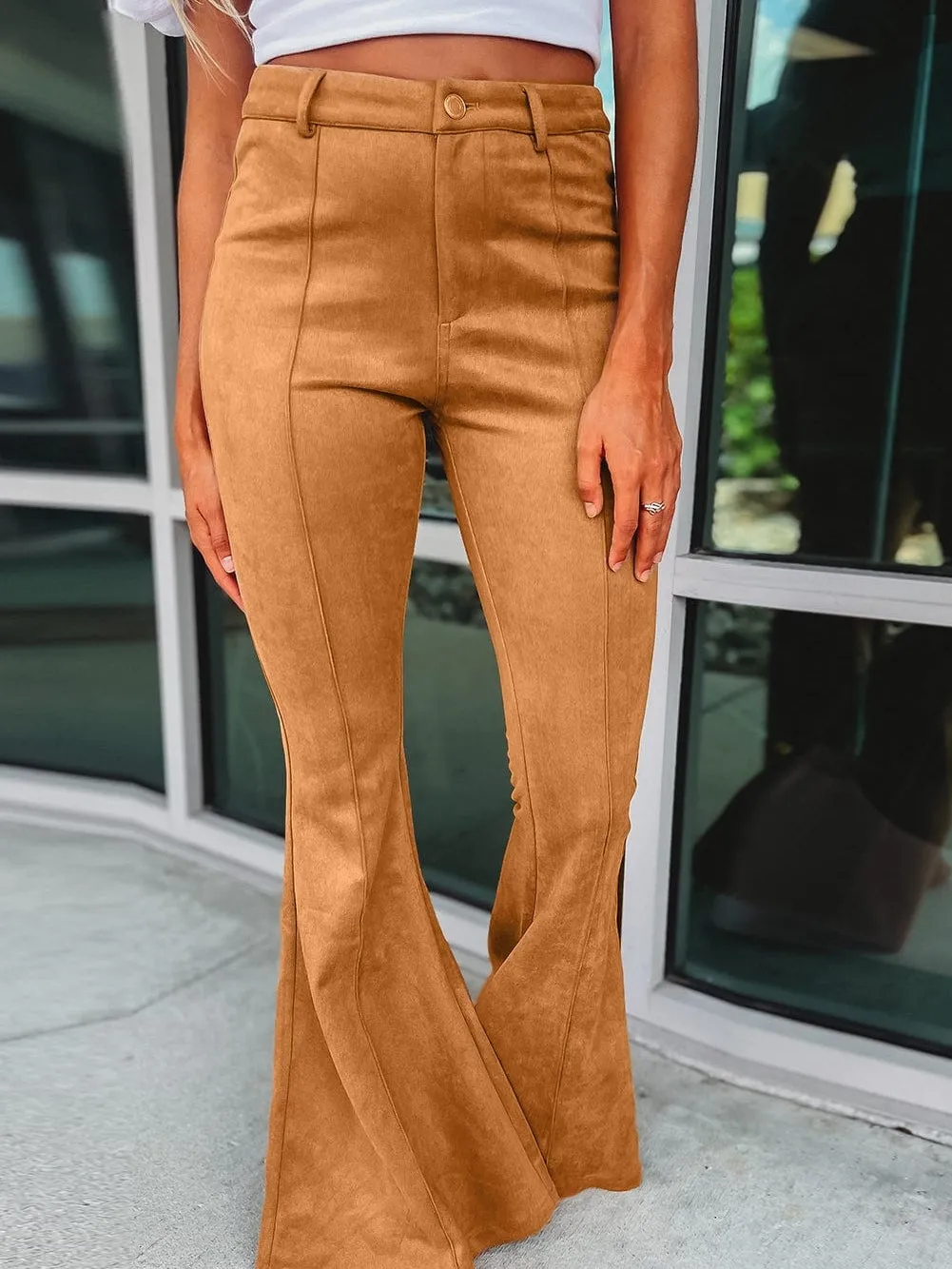 Autumnal Suede Flare Pants