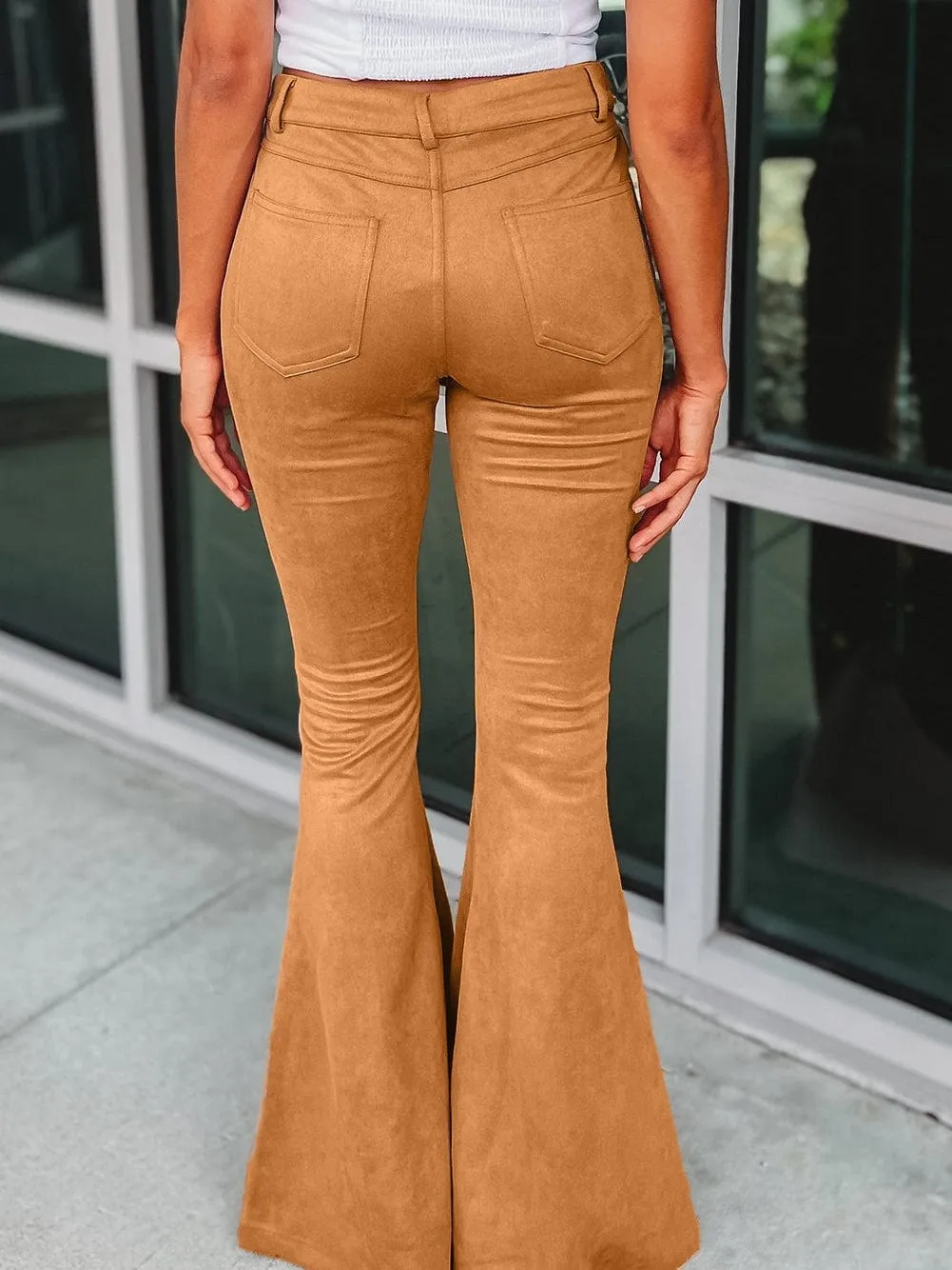 Autumnal Suede Flare Pants