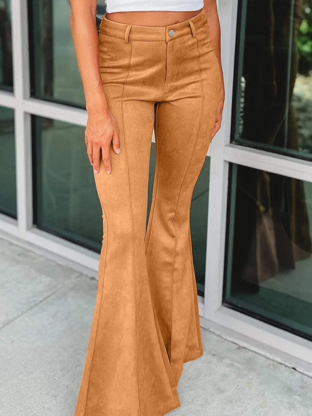 Autumnal Suede Flare Pants