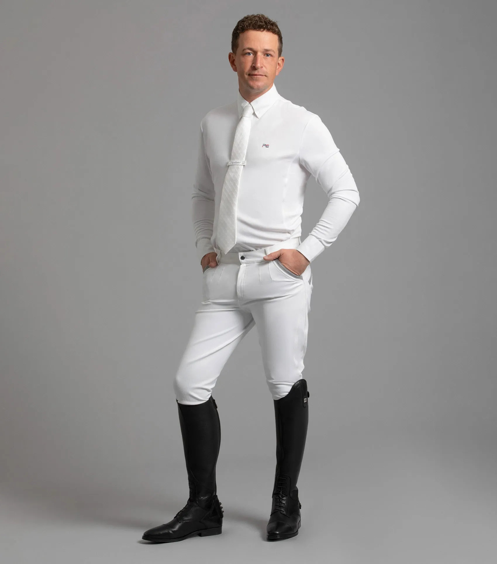 Barusso Men's Gel Knee Competition Breeches White