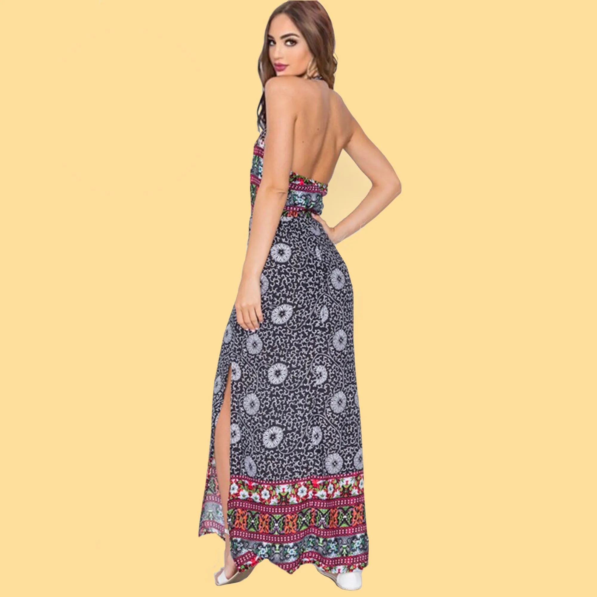 Beach Whimsy Boho Cut Out Maxi Dress