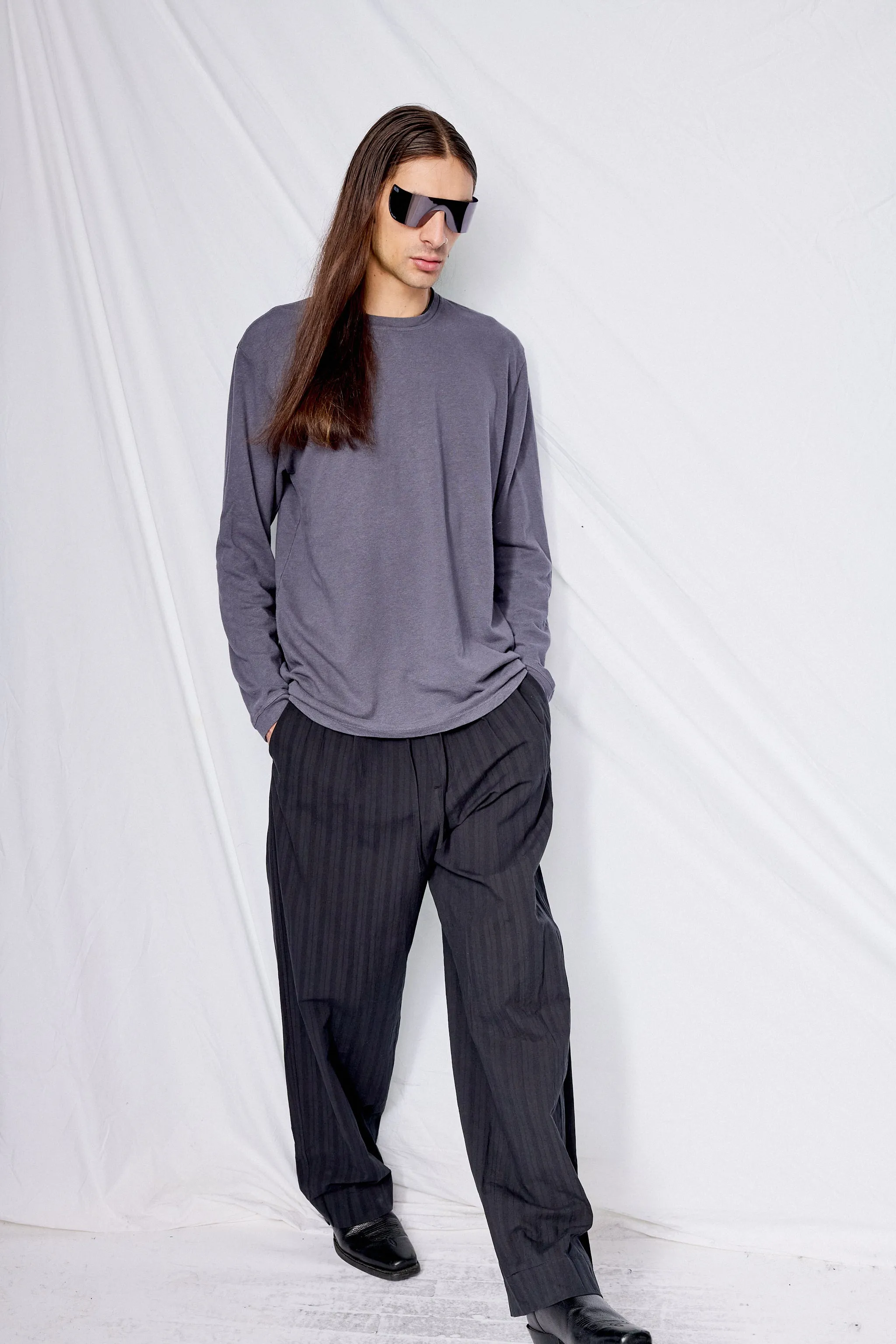 Black Stripe Drawstring Pants