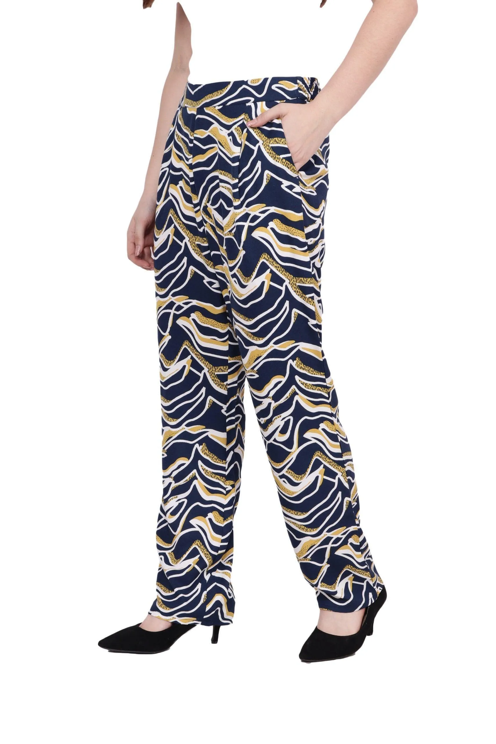 Blue & Yellow Whale Printed Trousers