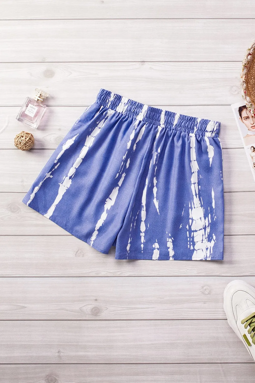 Boho Blue Tie Dye Summer Shorts