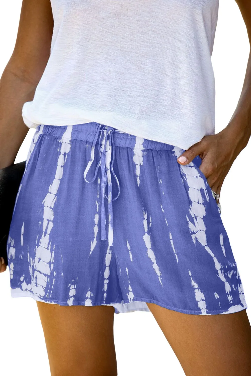 Boho Blue Tie Dye Summer Shorts