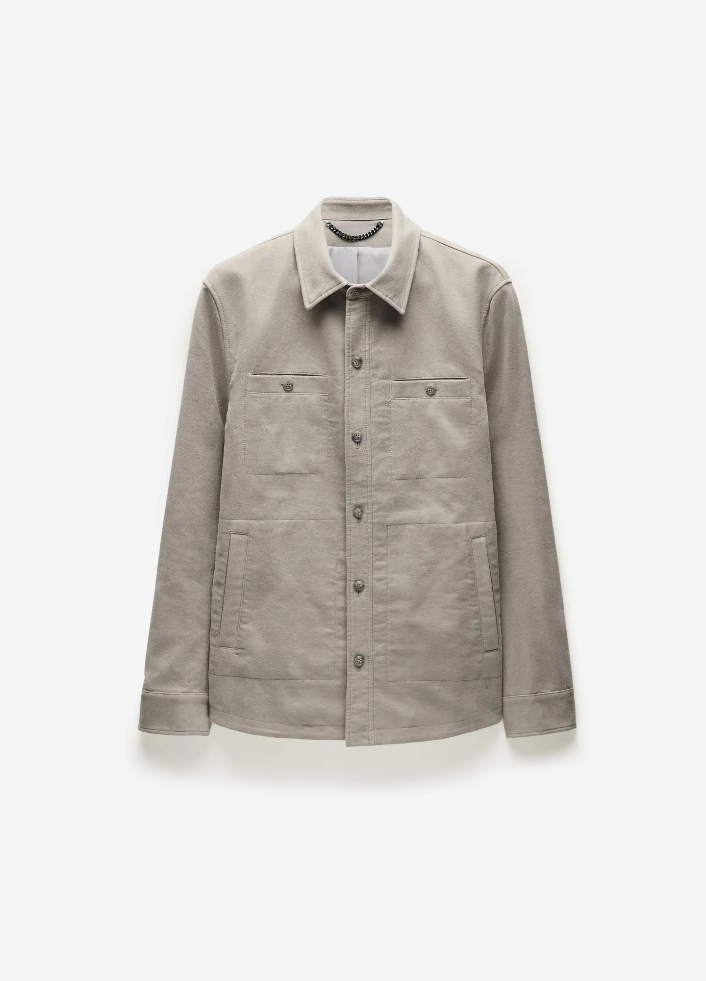 Brushed Cotton Shirt Jacket Light Grey