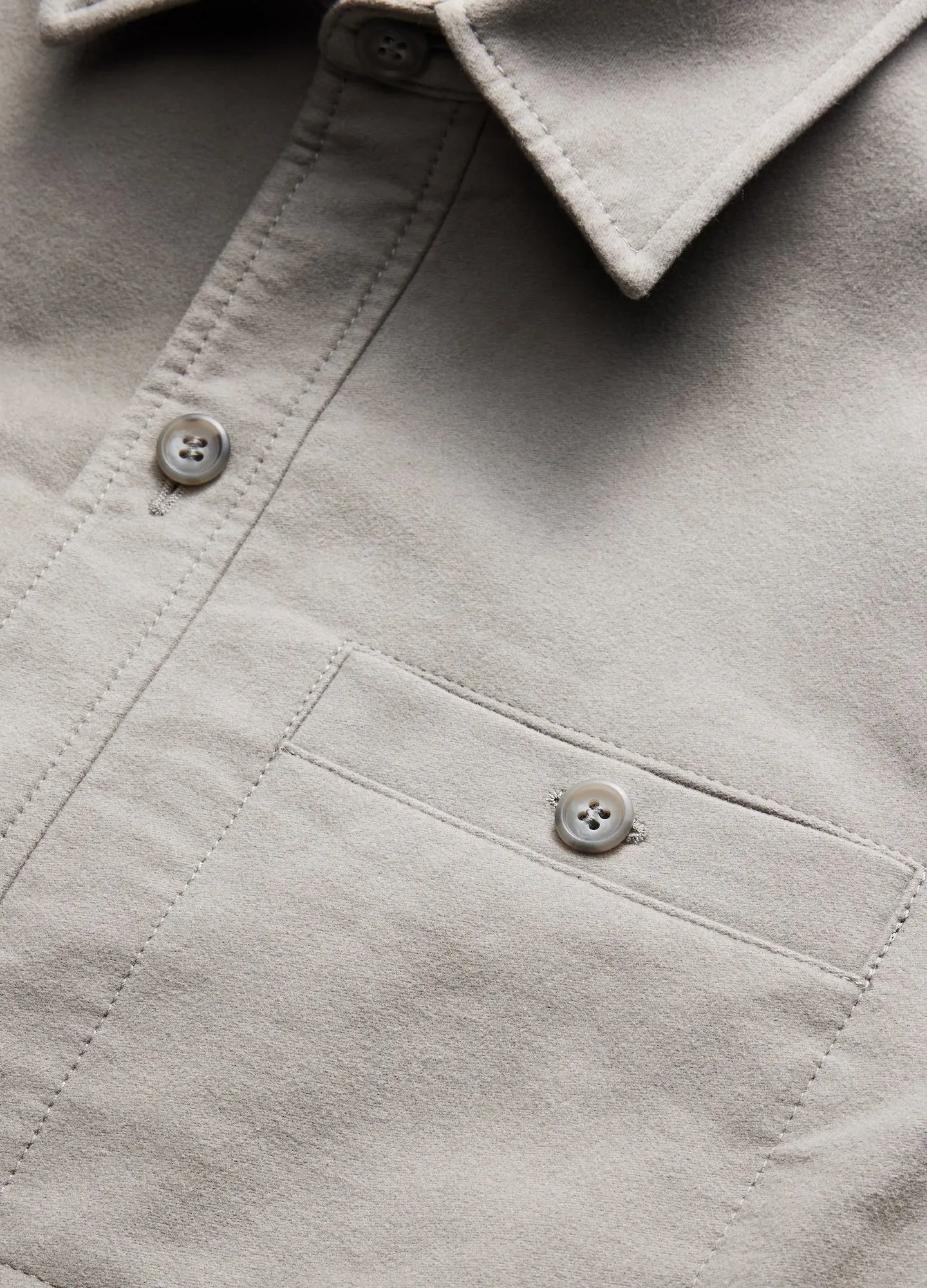 Brushed Cotton Shirt Jacket Light Grey