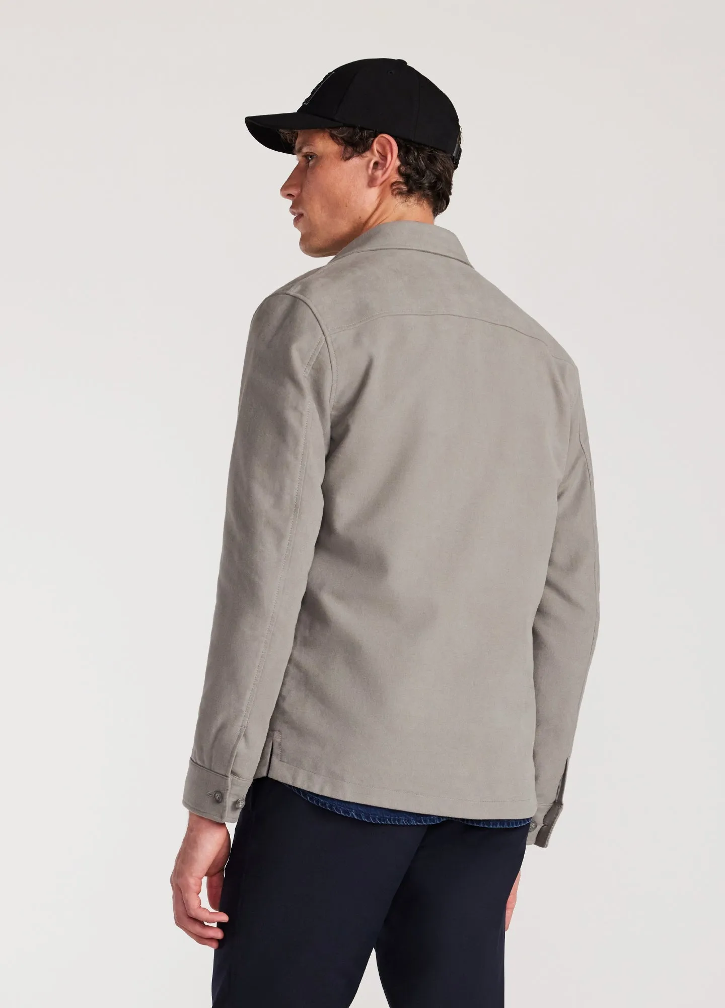 Brushed Cotton Shirt Jacket Light Grey