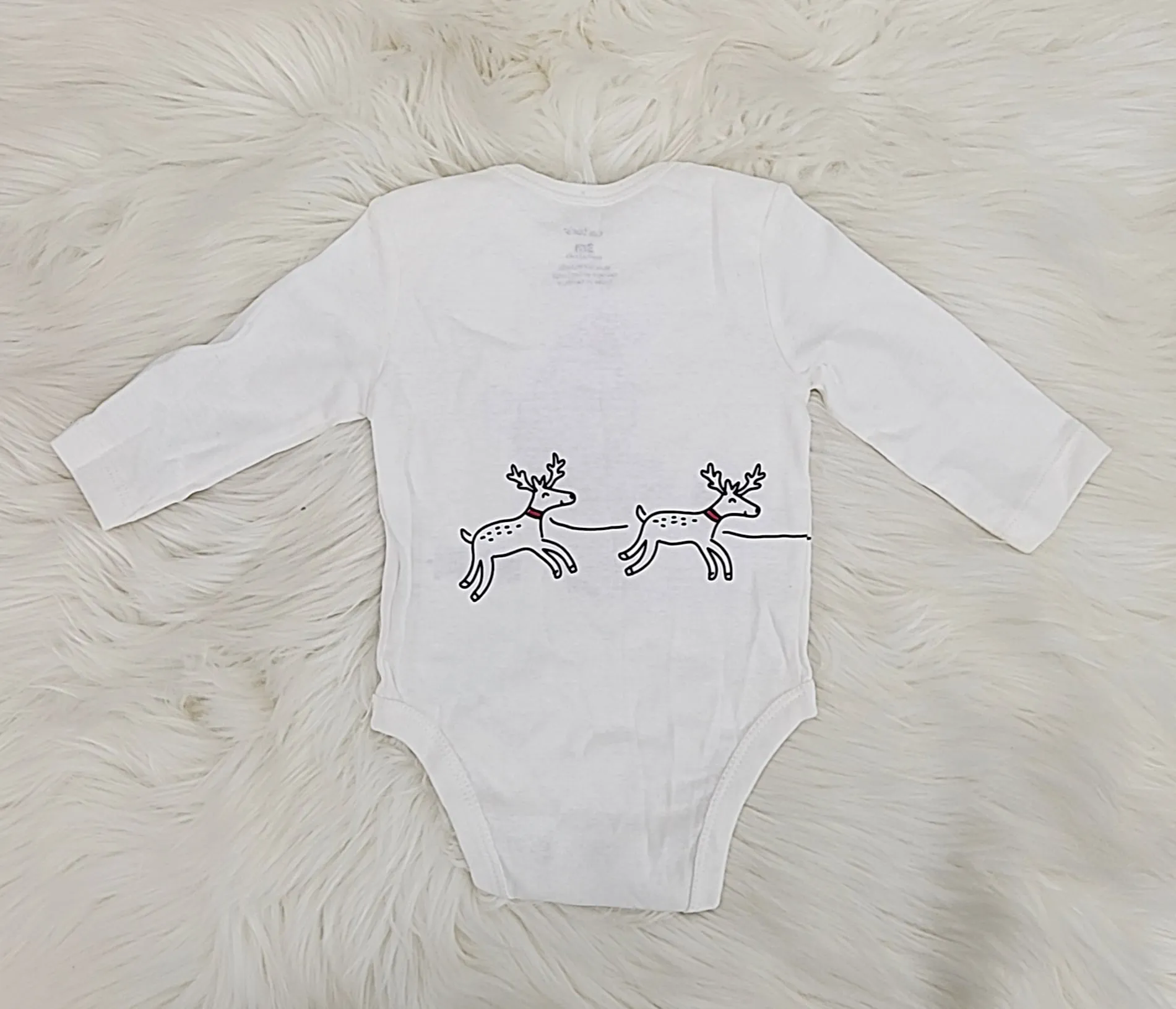 Carter's Infant Bodysuits White – White Santa Bodysuit – Infant/3Months