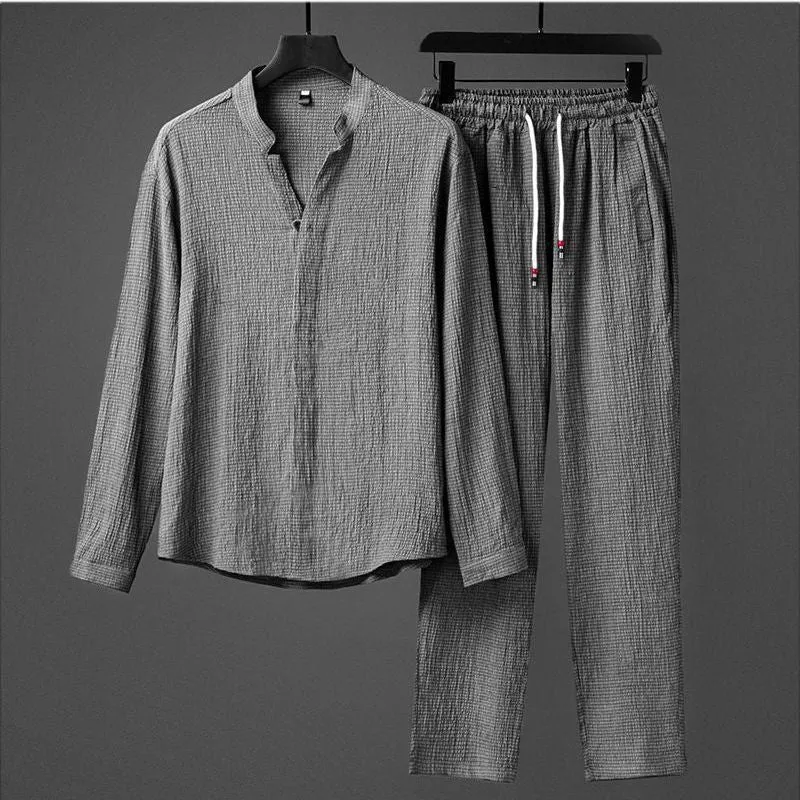 Chinese Style Tang Suit Long Sleeve T-shirt Plus Size Two-piece Suit