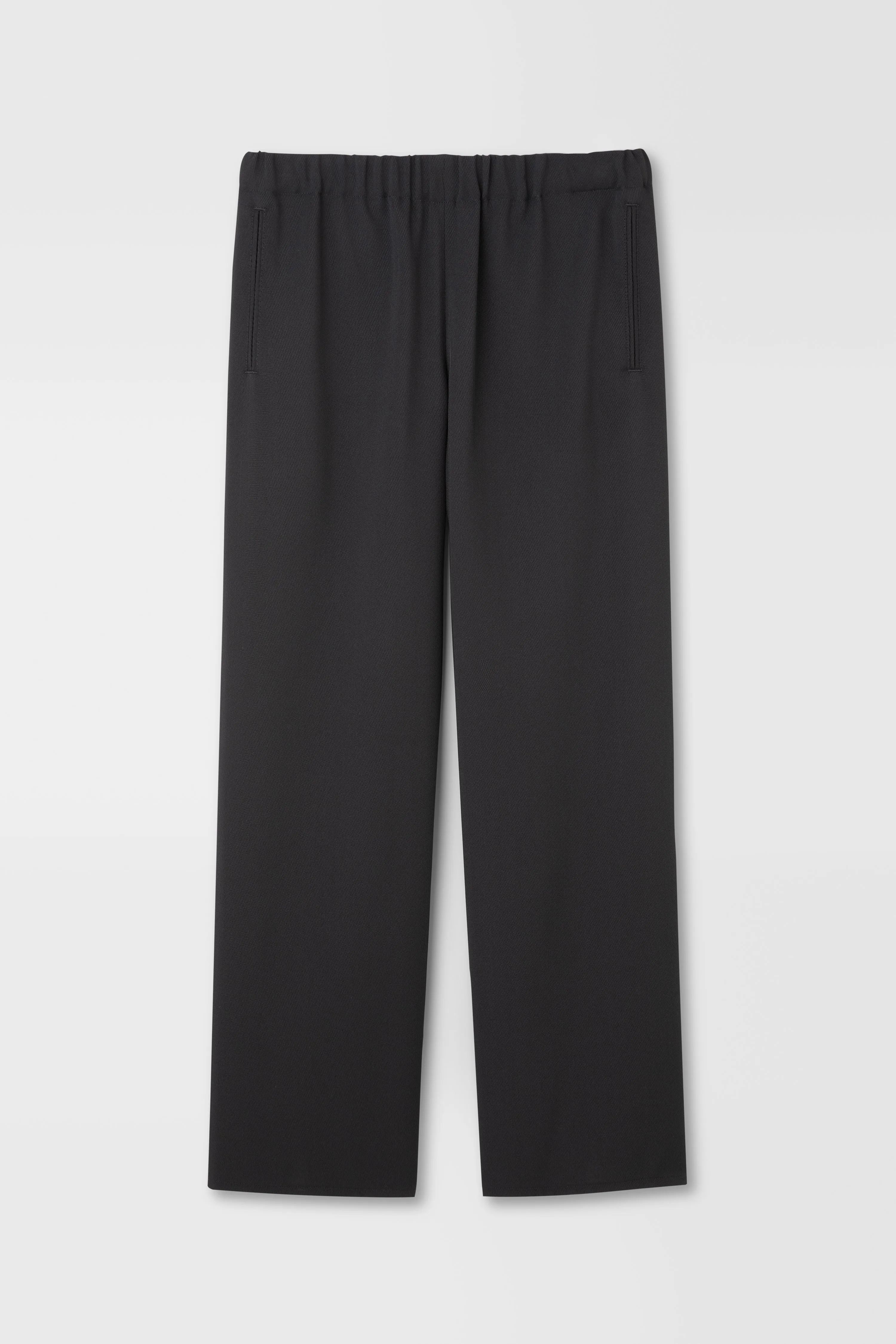 Classic Rayon Tricotine Drawstring Trouser in Black