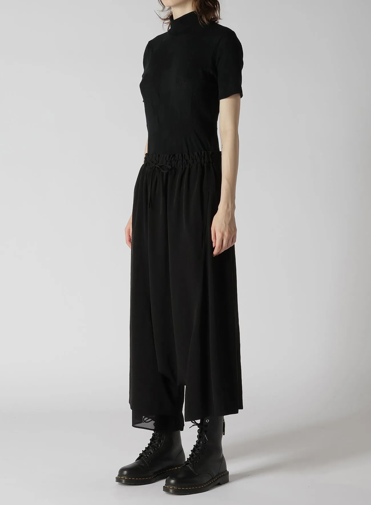 CREPE de CHINE RIGHT SIDE DOUBLED FLARE PANTS