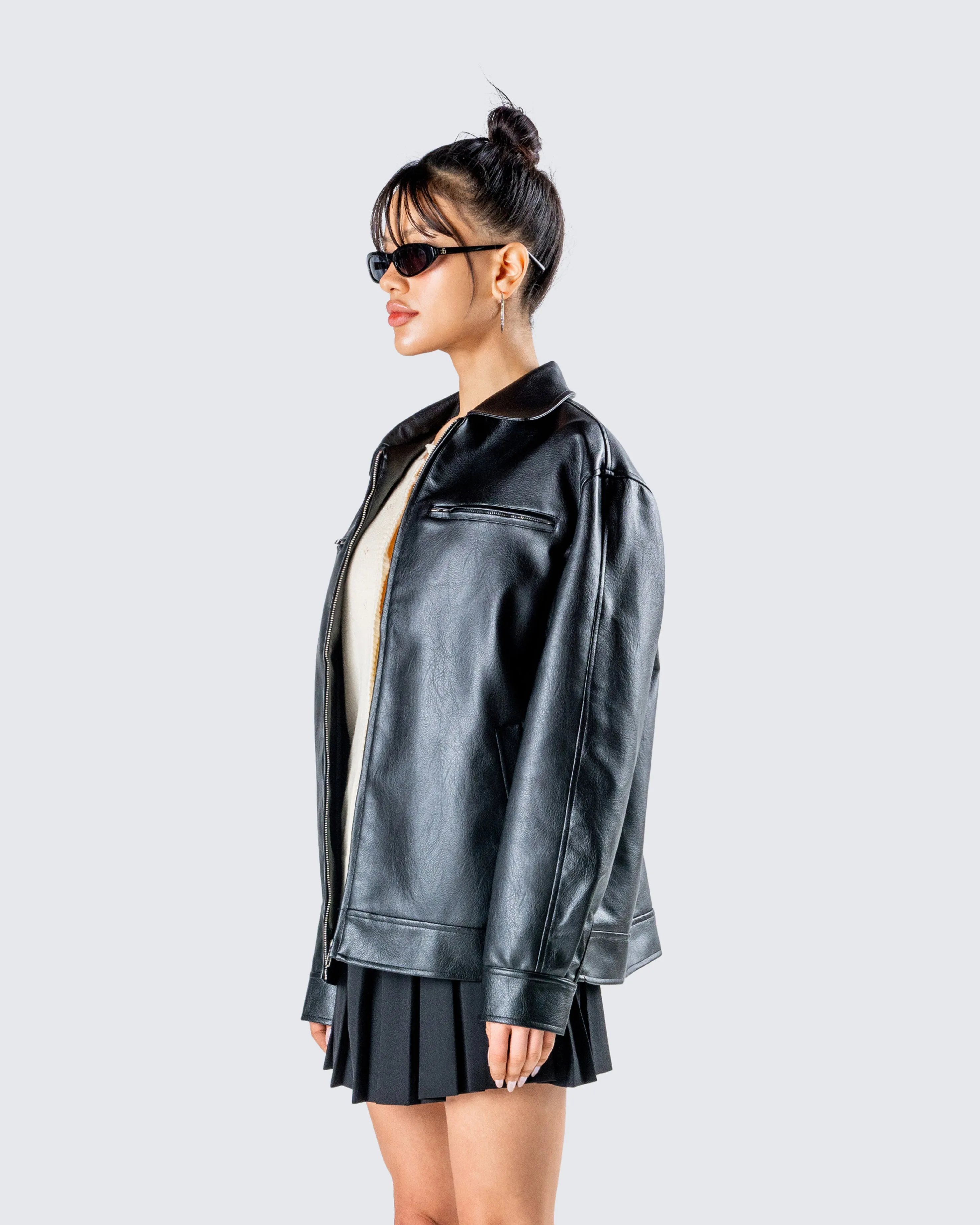 Dove Black Faux Leather Jacket