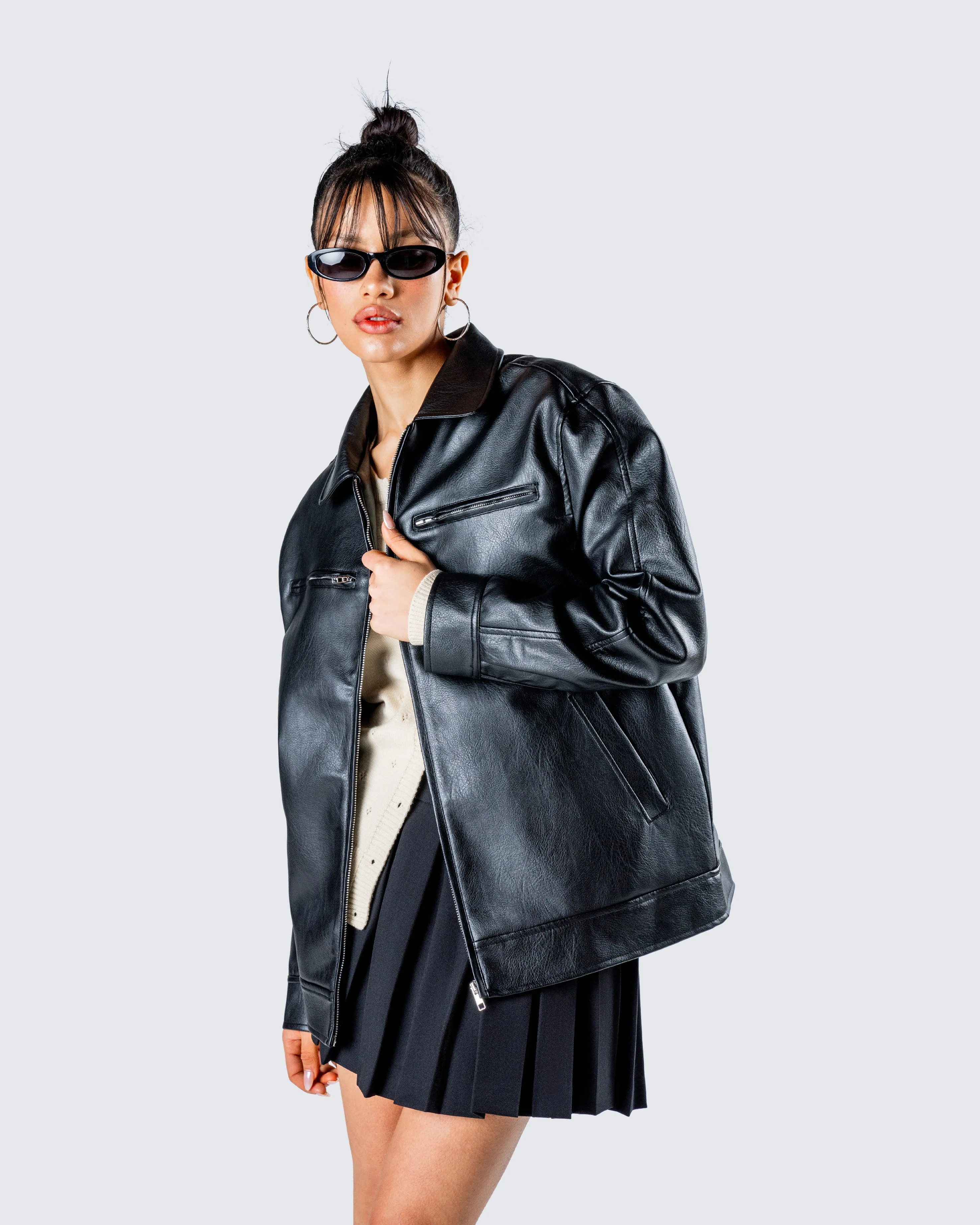 Dove Black Faux Leather Jacket