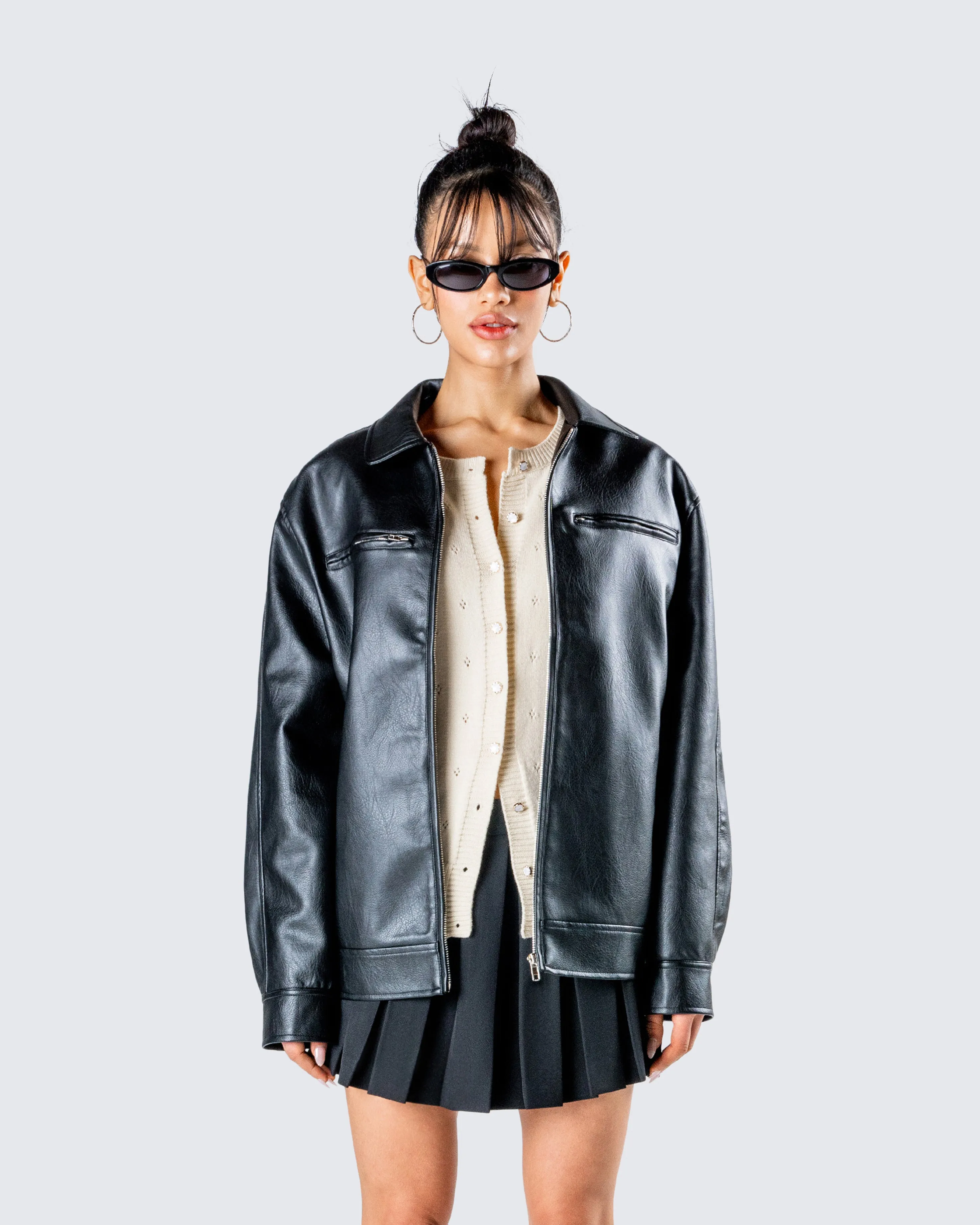 Dove Black Faux Leather Jacket