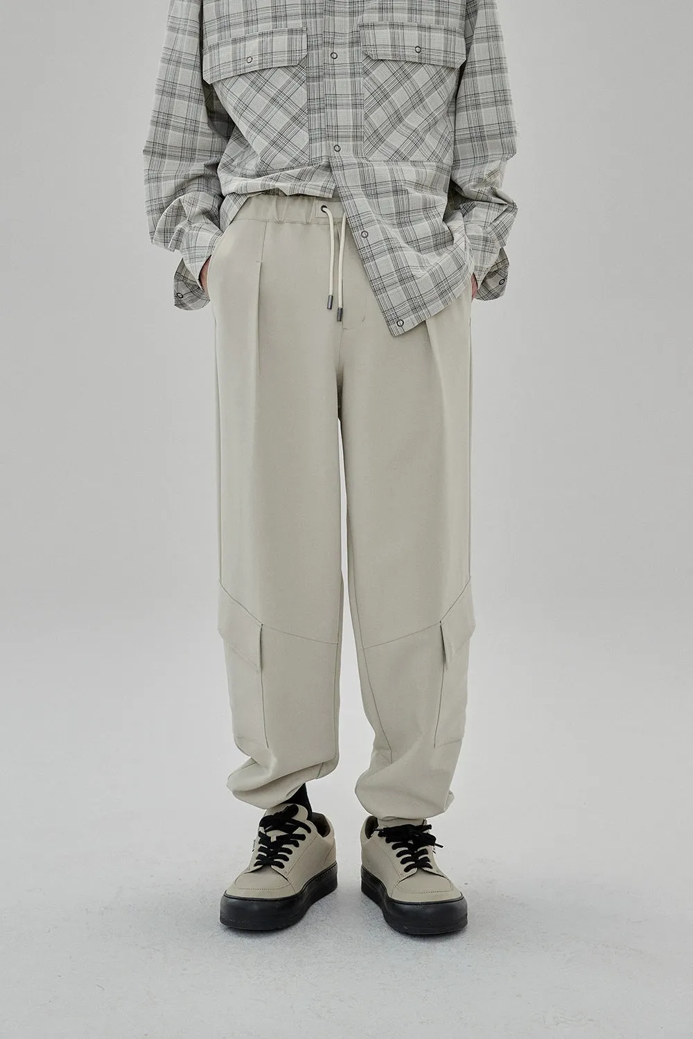 Draping Drawstring Cargo Casual Pants