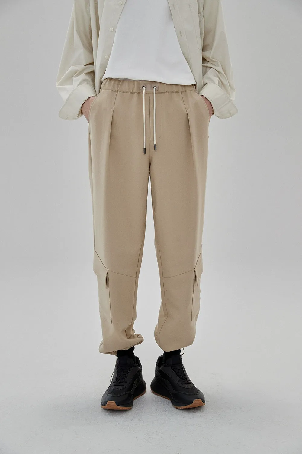 Draping Drawstring Cargo Casual Pants