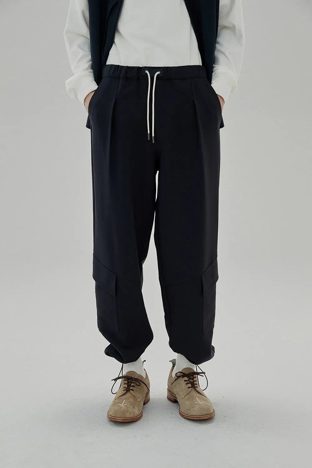 Draping Drawstring Cargo Casual Pants