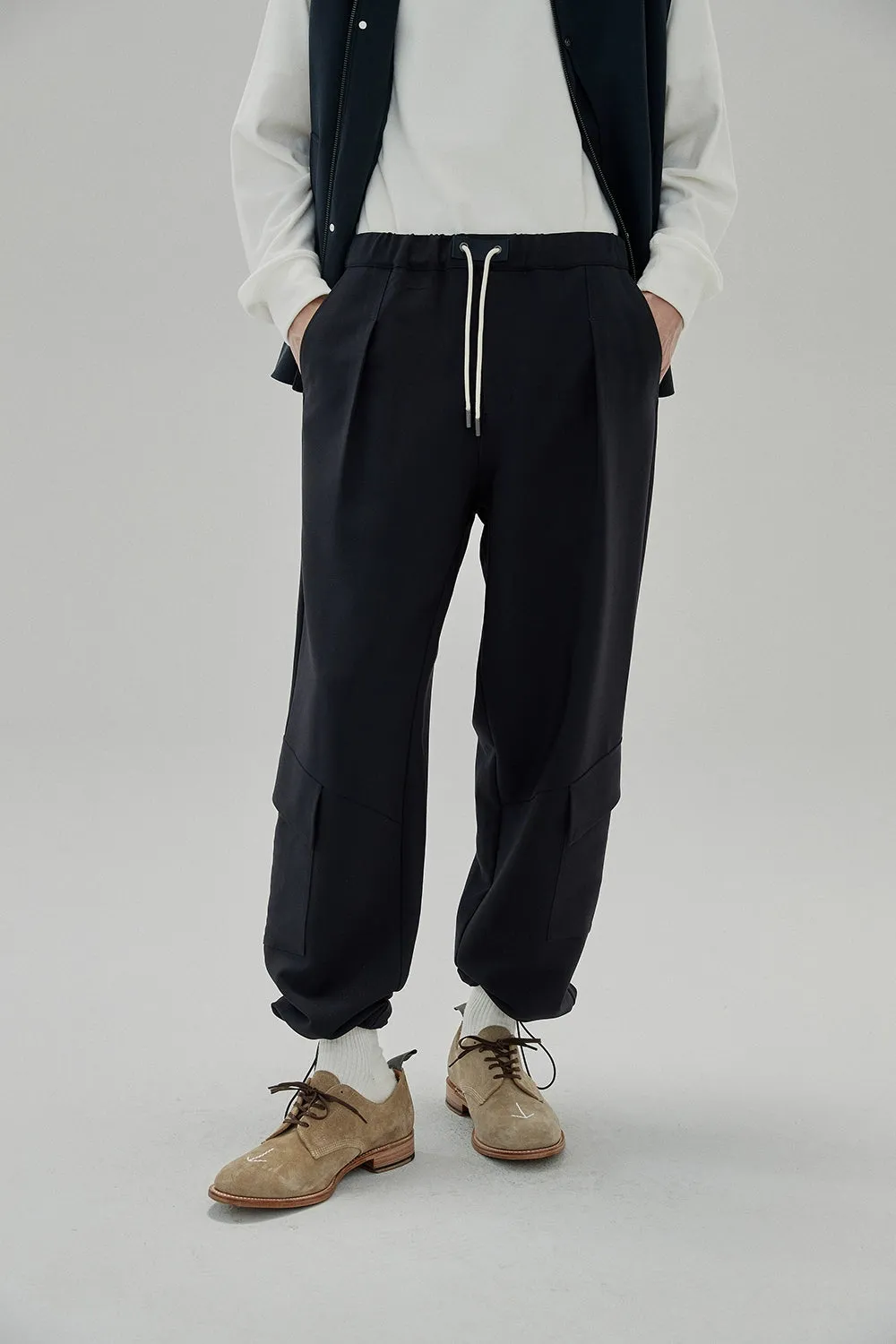 Draping Drawstring Cargo Casual Pants