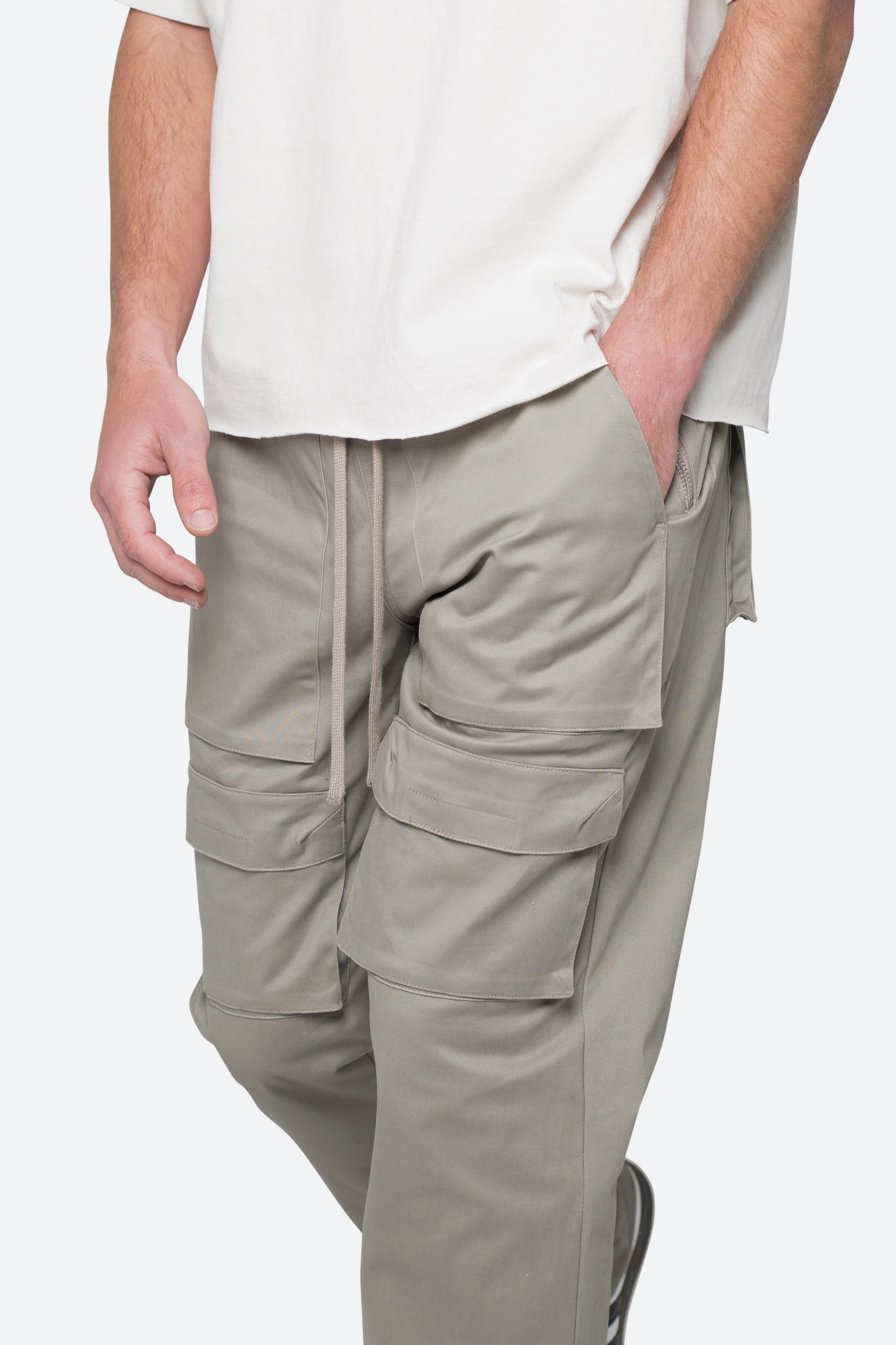 Drawstring Cargo Pants - Grey