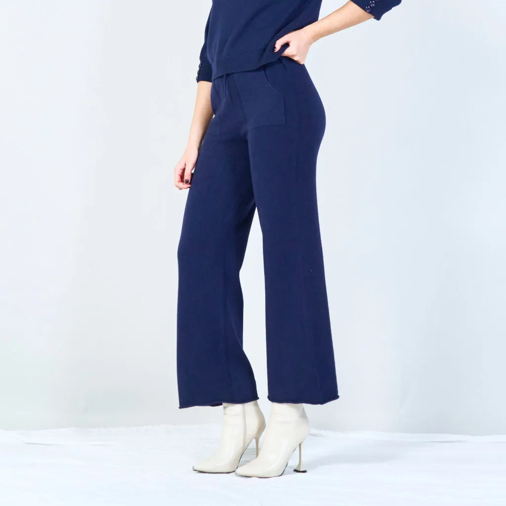 Drawstring knit pants with pockets wholesale