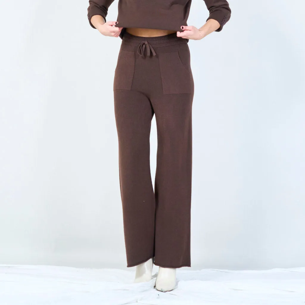 Drawstring knit pants with pockets wholesale