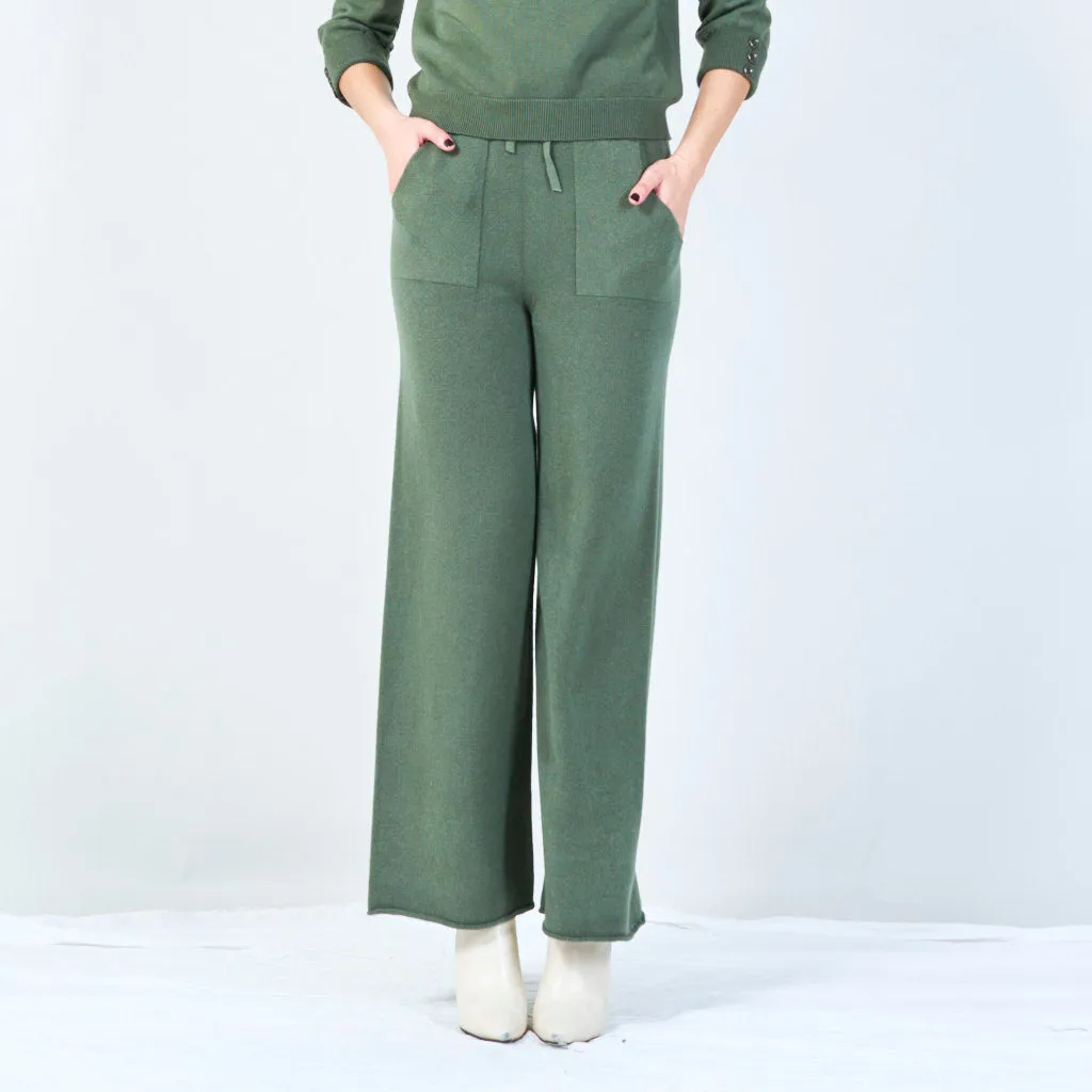 Drawstring knit pants with pockets wholesale