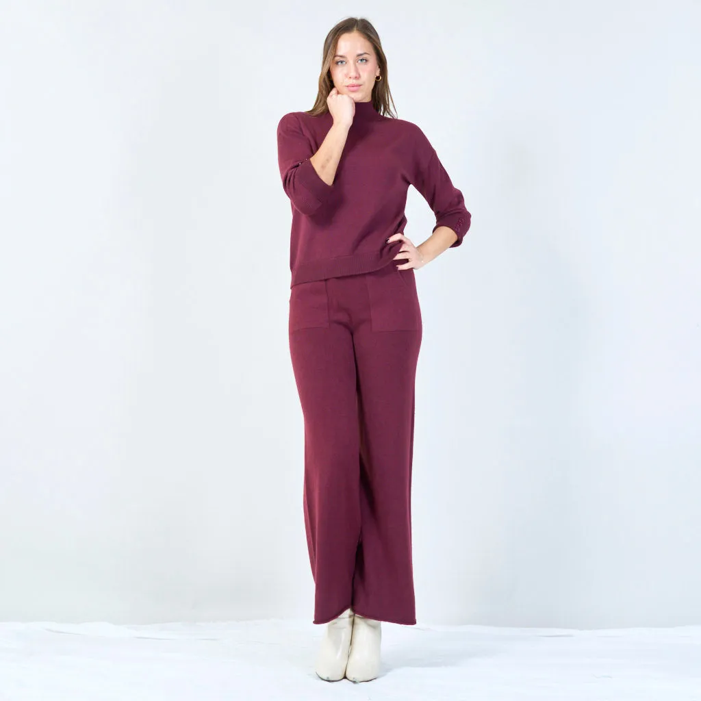 Drawstring knit pants with pockets wholesale