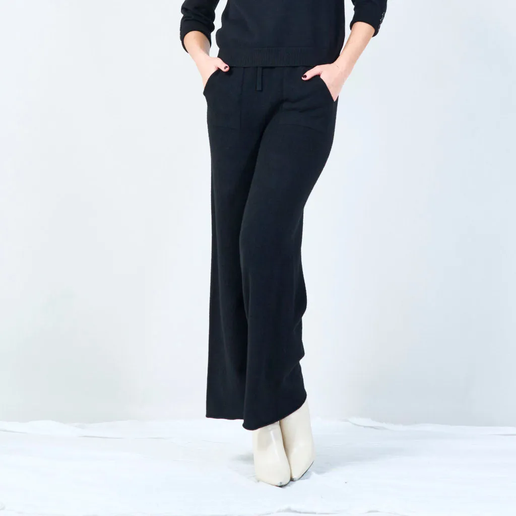 Drawstring knit pants with pockets wholesale