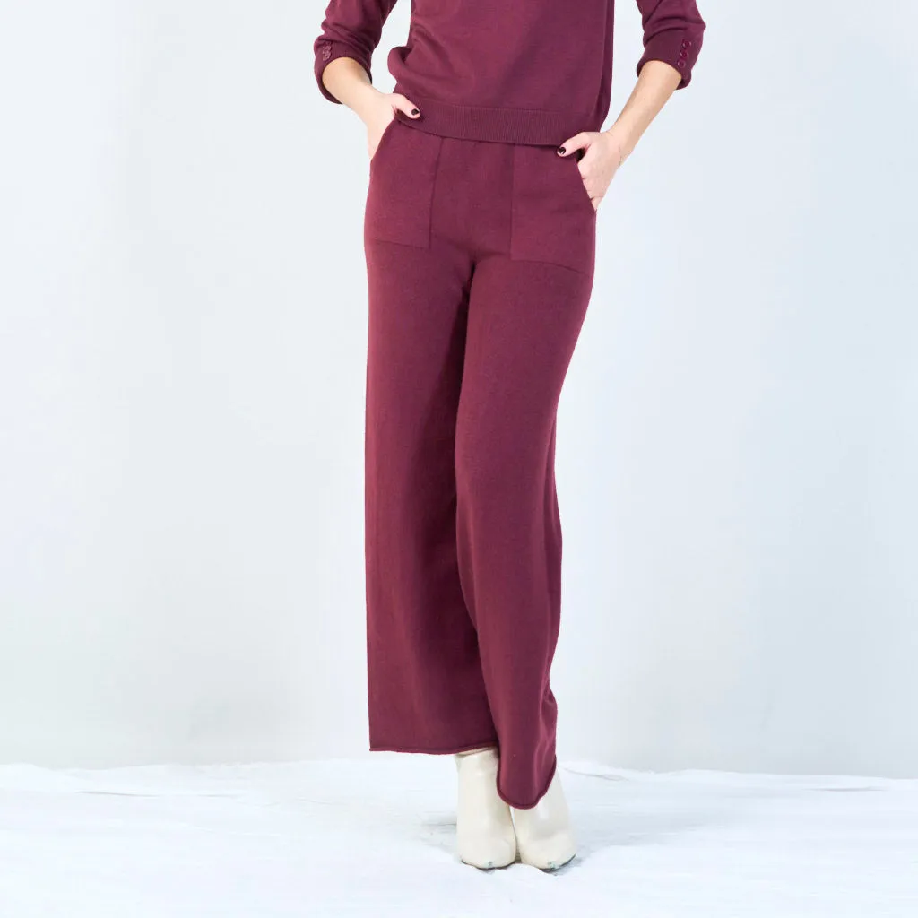 Drawstring knit pants with pockets wholesale