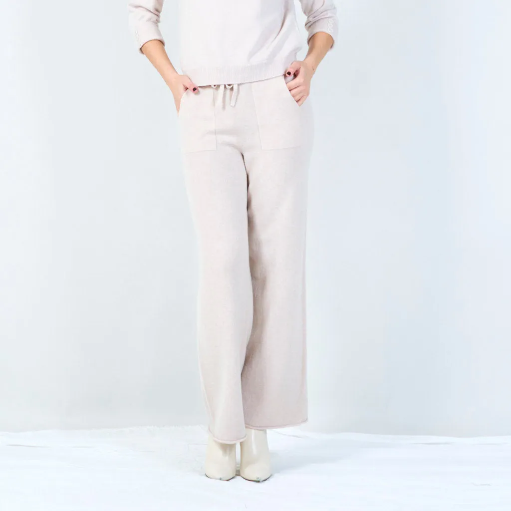 Drawstring knit pants with pockets wholesale