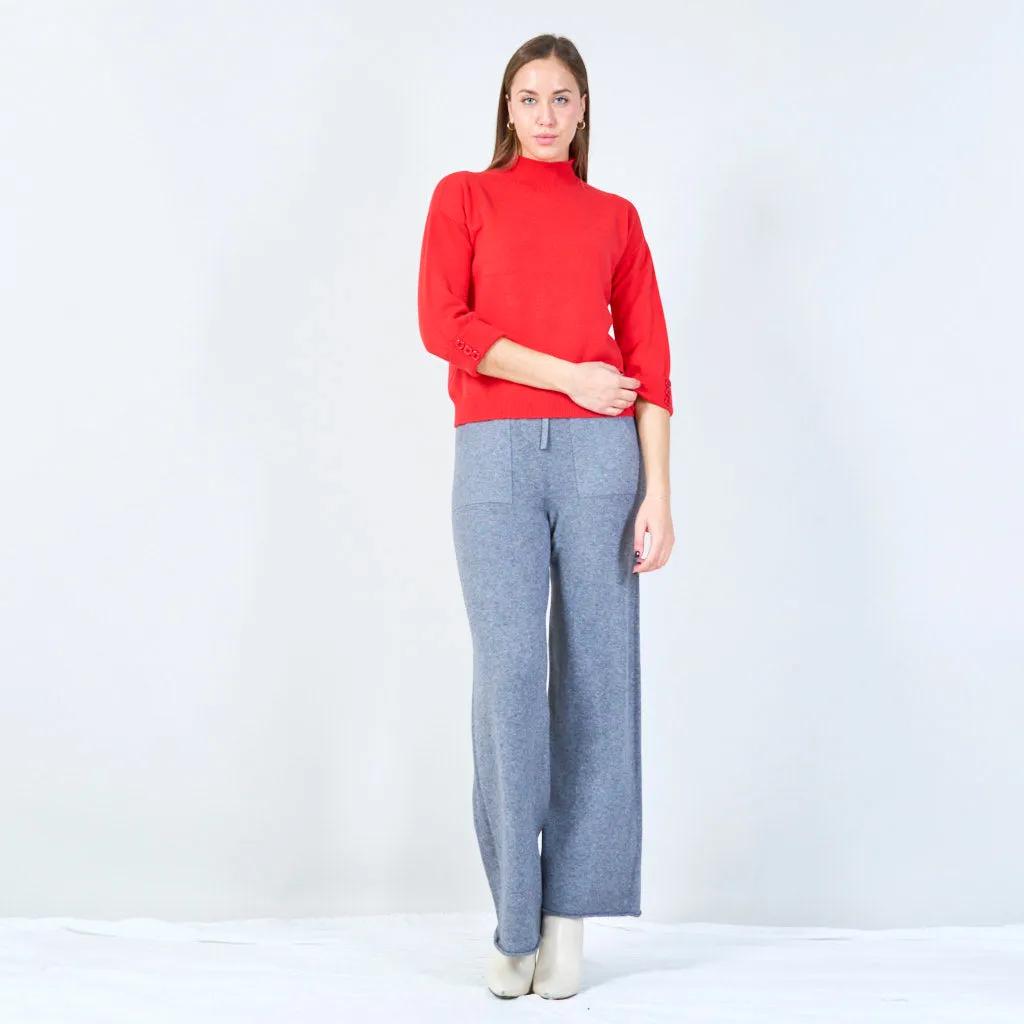 Drawstring knit pants with pockets wholesale