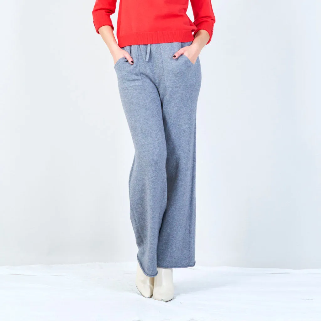 Drawstring knit pants with pockets wholesale