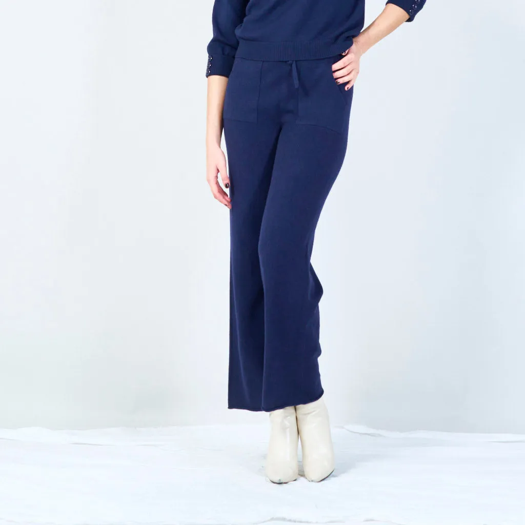 Drawstring knit pants with pockets wholesale