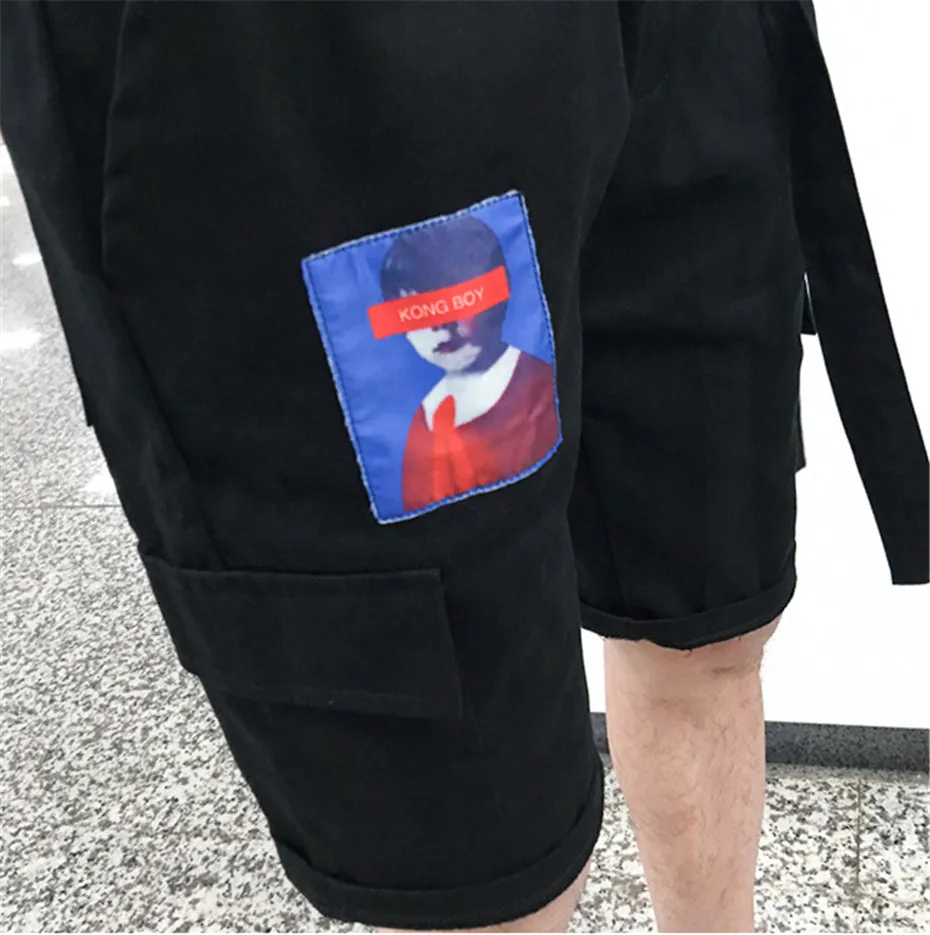 Drawstring Patchwork Men Summer Cargo Short Pants