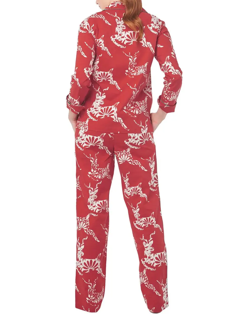 Emma Reindeer Pajama Set in Red