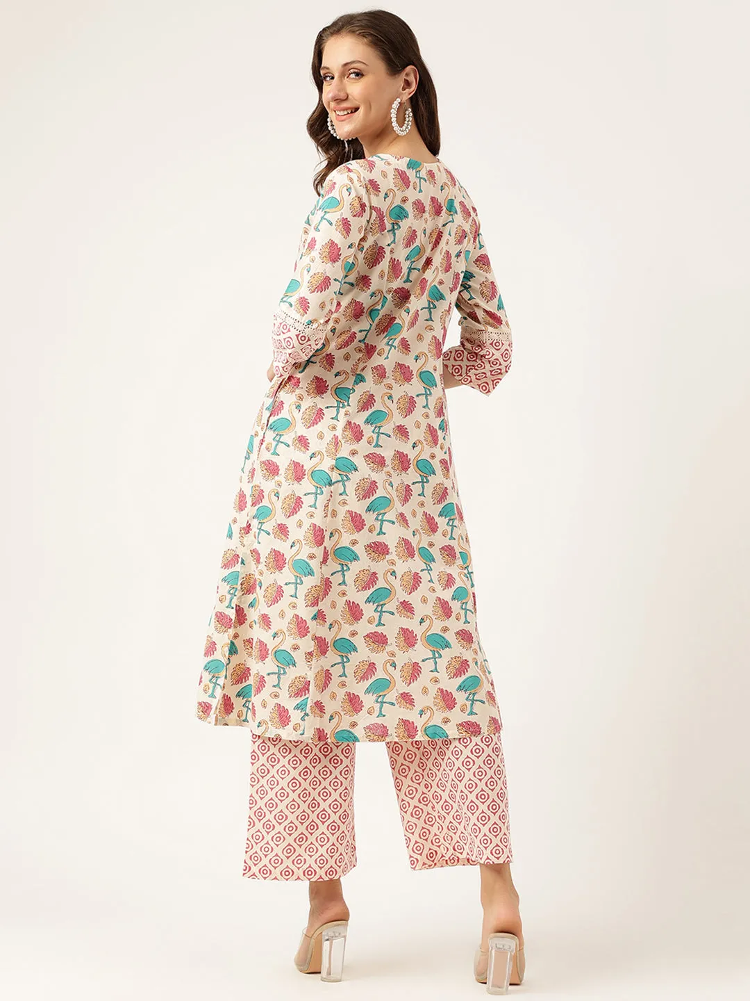 Floral Cotton Kurta With Trouser Set