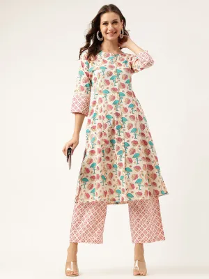 Floral Cotton Kurta With Trouser Set