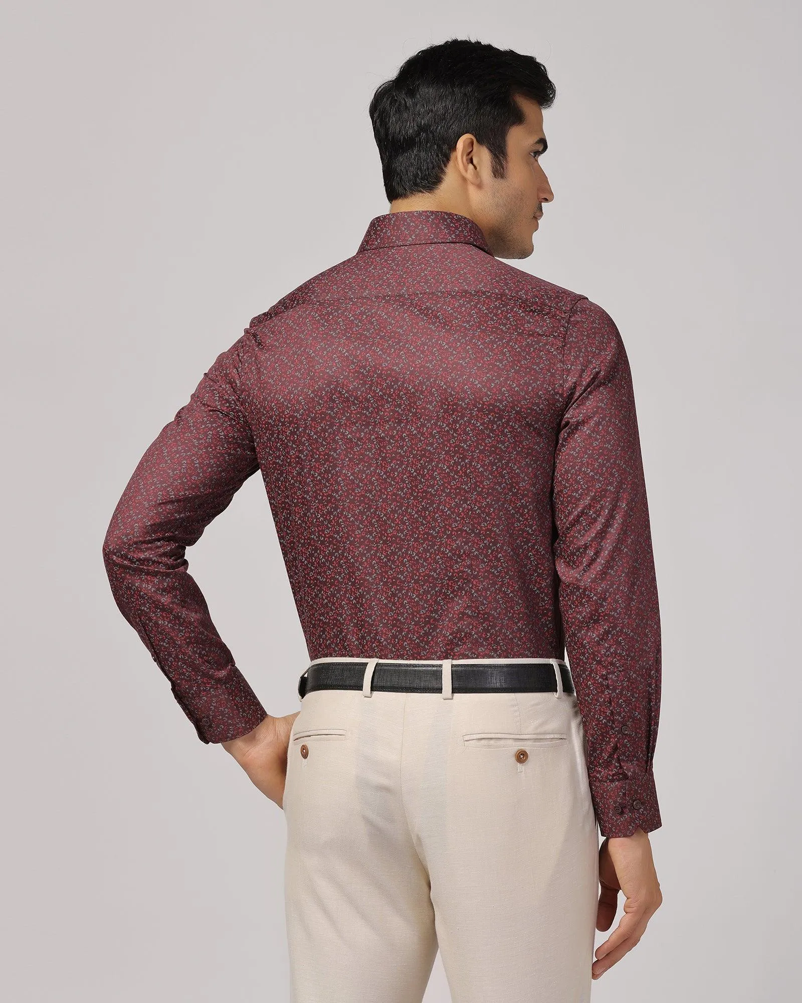 Formal Wine Printed Shirt - Govic