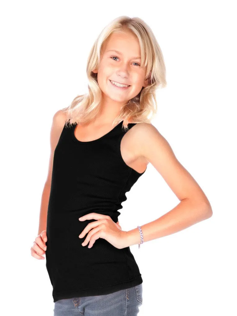 Girls Rib Tank-BK