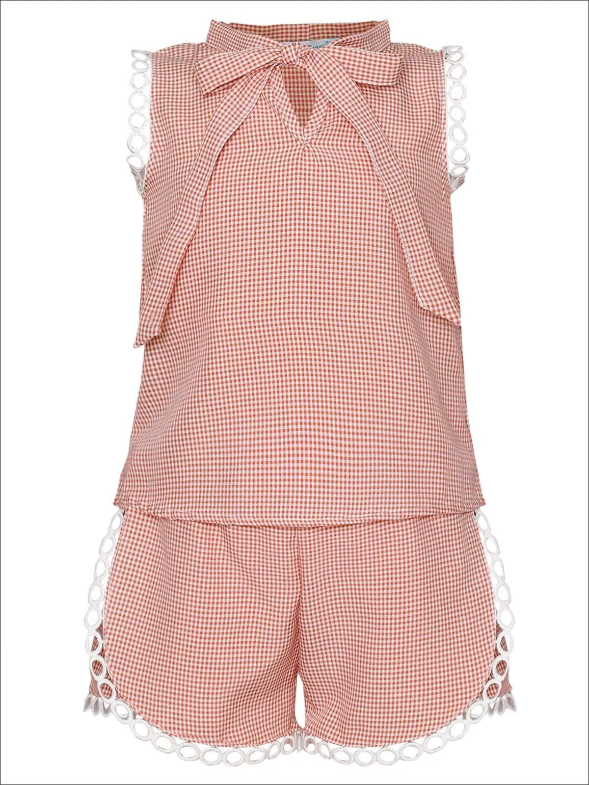 Girls Sleeveless Summer Gingham Short Set